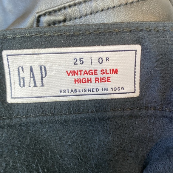 Gap Black Faux Leather Straight Leg Vintage Slim High Rise Trouser Pants 25 - Picture 6 of 7
